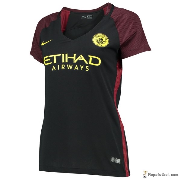Camiseta Manchester City Replica Segunda Ropa Mujer 2016/17 Negro